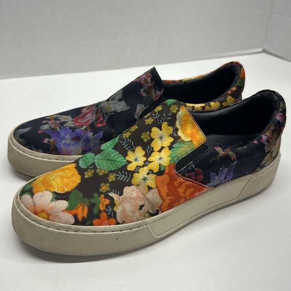 Balenciaga Slip On Sneakers Shoe Satin Floral Botanical Colorful Black 41 Us 11 - Picture 1 of 12